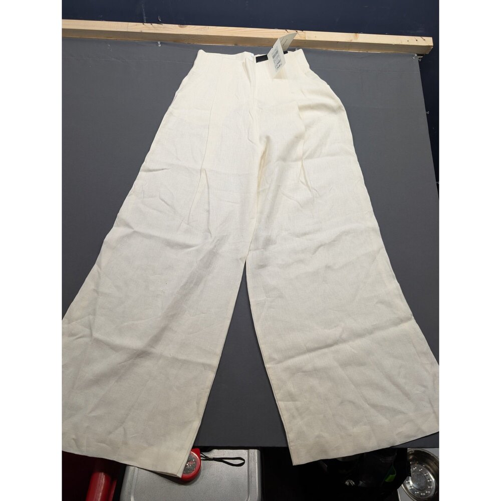 Massimo Dutti Wide-Leg Linen Trousers Ivory Size 40 EU / 8 US NWT - Picture 2 of 4
